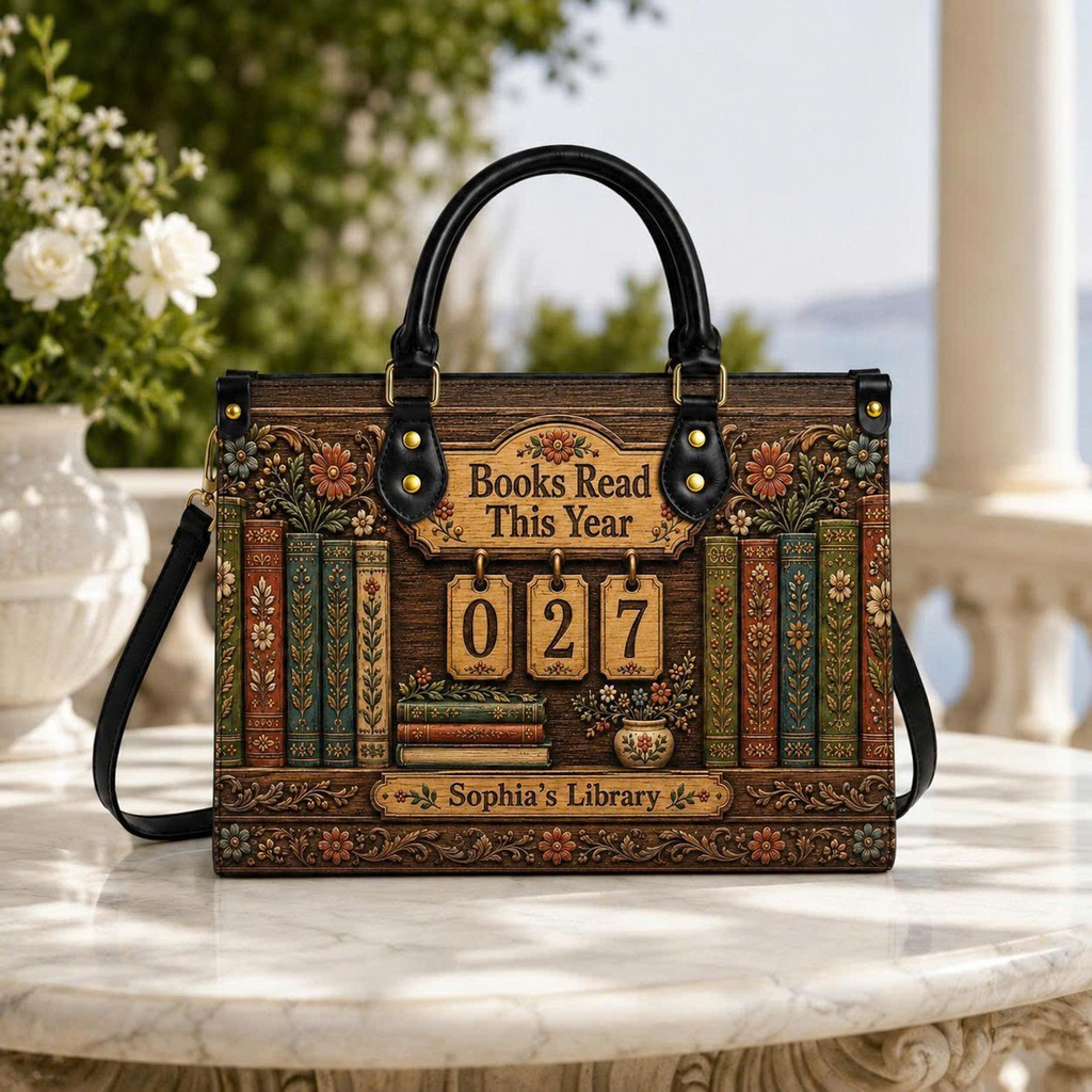 Personalized Reading Tracker Leather Handbag | Book Lovers & Readers | 3DH--DDC-01