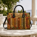 Personalized Vintage Floral Bookshelf Leather Handbag | Book Lovers & Readers | 3DH-H-019