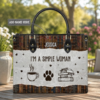 Personalized Coffee Paw Print & Books Handbag | Book Lovers & Dog Moms | Handbag-003-Huy
