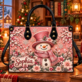 Pink Snowman Christmas | Personalized Winter Holiday Handbag for Women