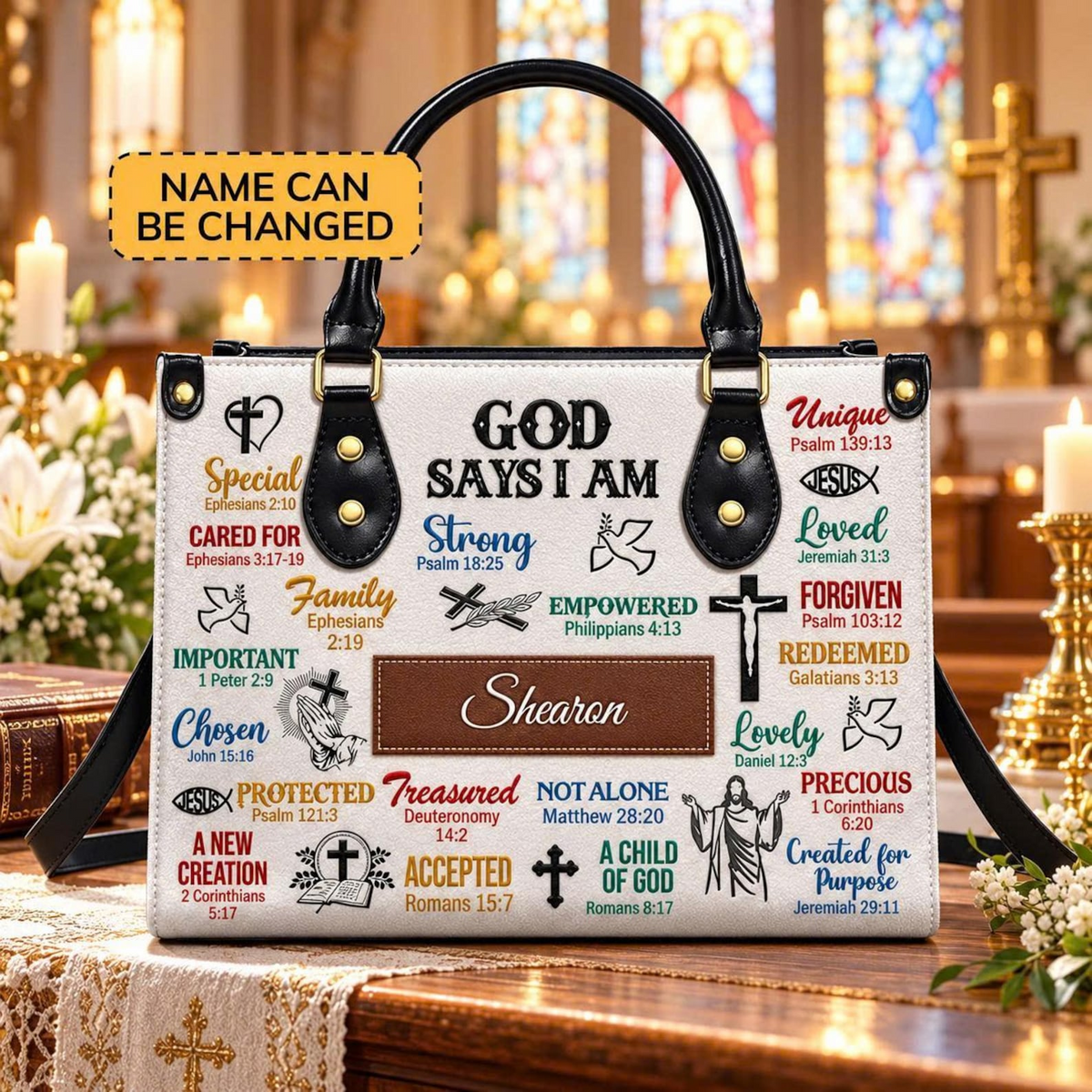 Affirmed by Faith | Personalized Christian Leather Handbag for Women