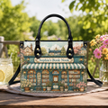 Personalized Cozy Floral Book Nook Leather Handbag | Book Lovers & Readers | Handbag-003-Huy