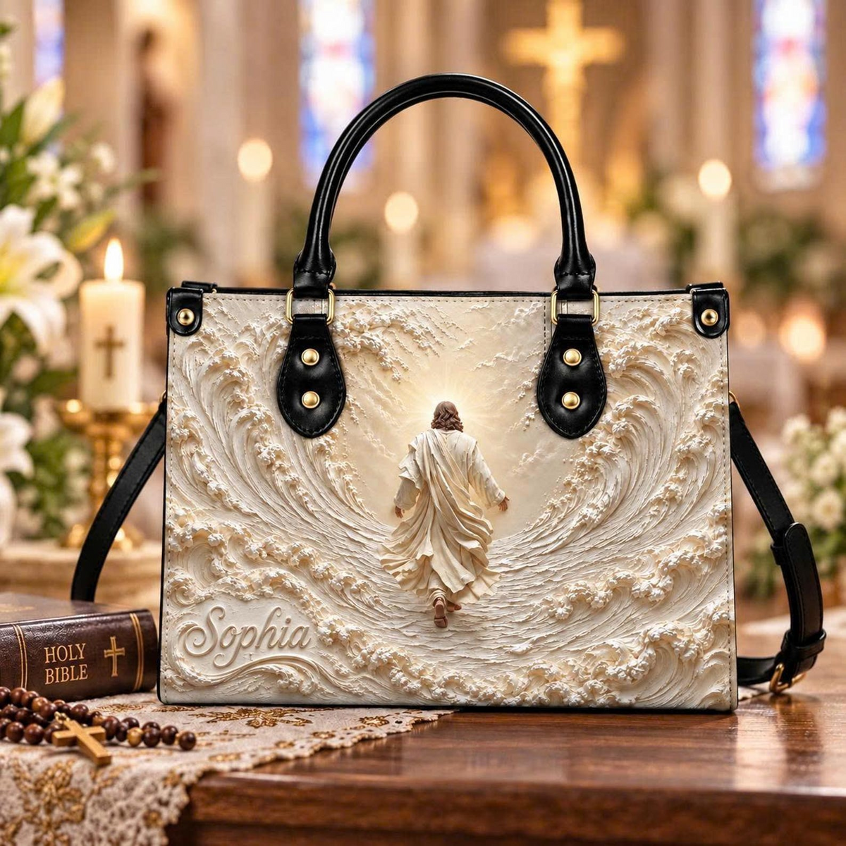 Parting the Sea Faith | Personalized Christian Leather Handbag for Women