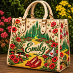 Gingerbread Family Christmas Charm | Personalized Leather Handbag for Women