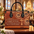 Faith Over Fear | Personalized 2 Timothy 1:7 Sunflower Christian Leather Handbag for Women